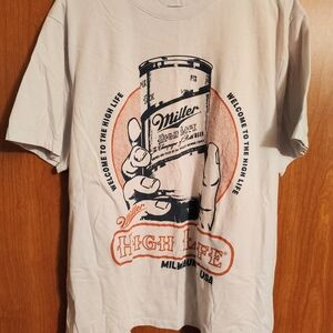 Miller High Life Graphic Tee - Cream with Orange & Black Print
